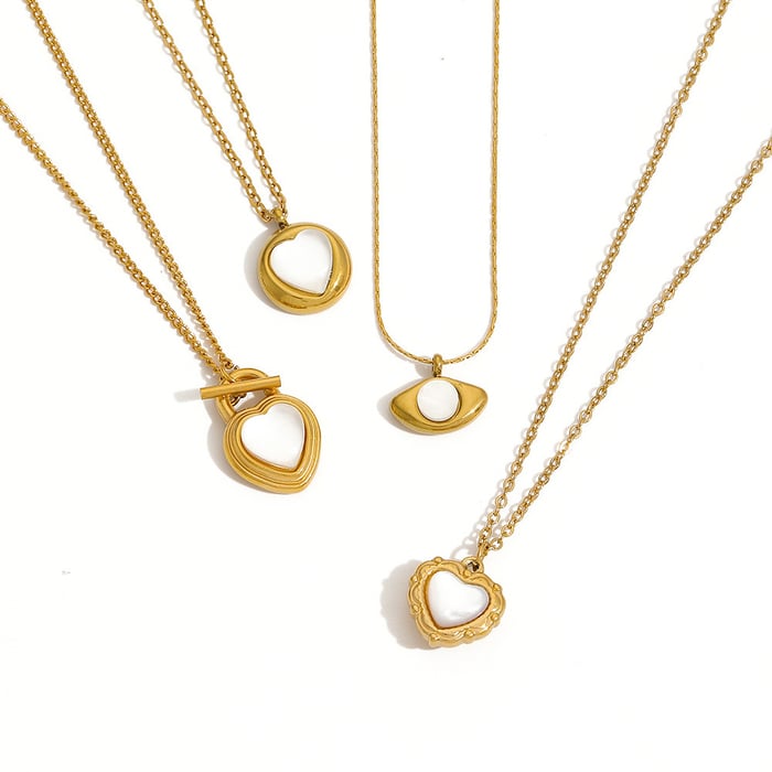 1 Piece Simple Series ins style Geometric Stainless Steel  Gold Color Women's Pendant Necklaces 